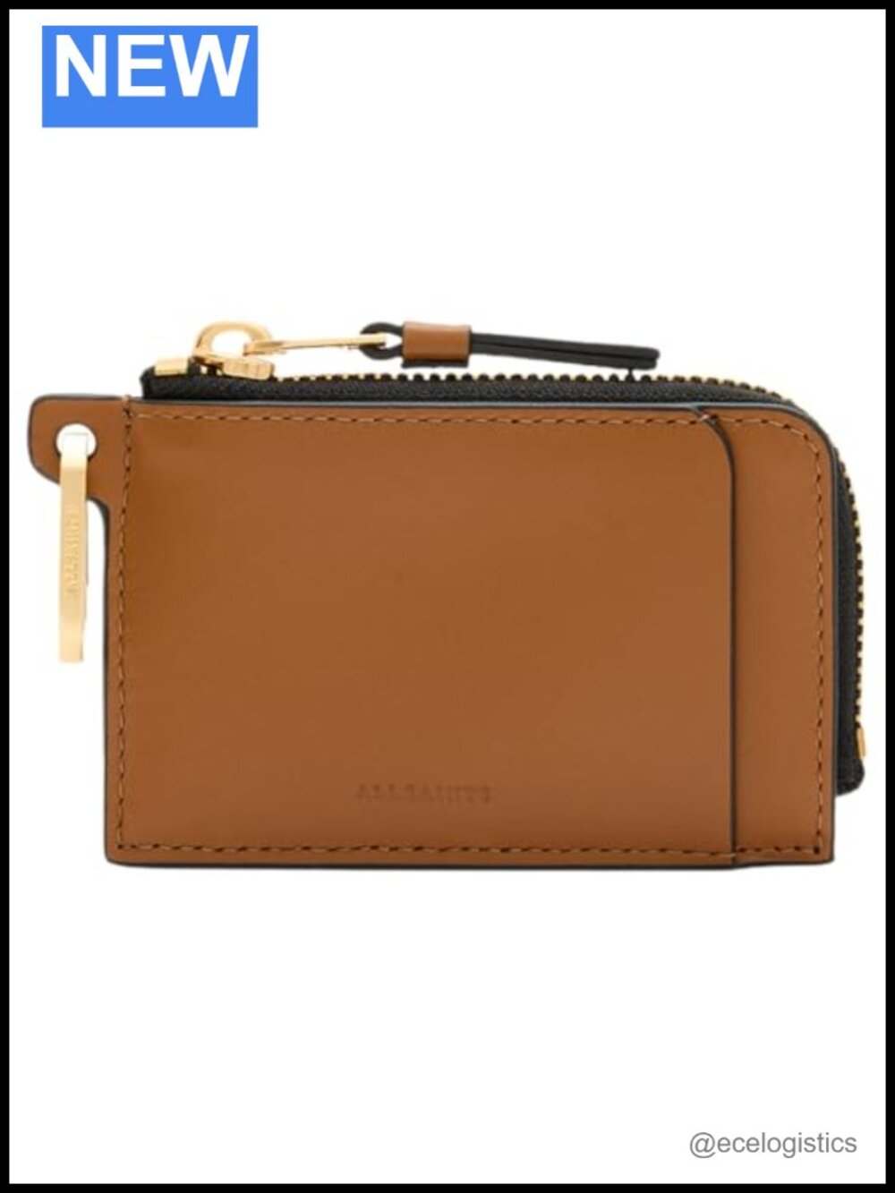 AllSaints Remy Wallet Cow Leather Bi-Fold Zip Closure